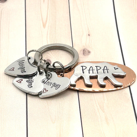 Papa Ours, Idée Cadeau Fête des Pères - Porte Clé Personnalisé Papa