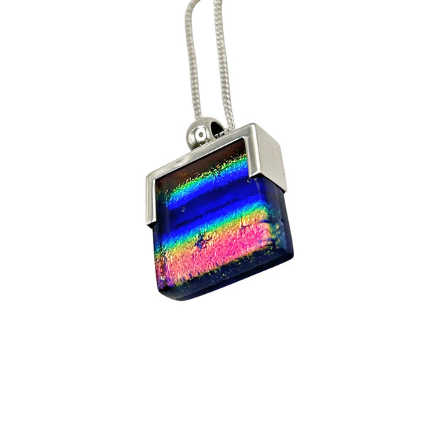 Pendentif en verre dichroïque multicolore éblouissant