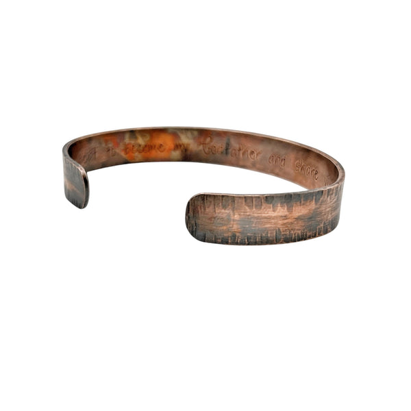 Bracelet Manchette Homme en Cuivre, Citation ou Phrase Personnalisée Gravée"