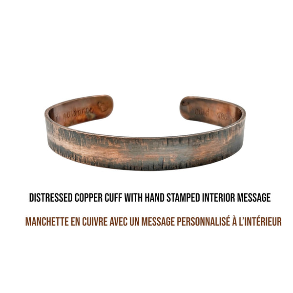 Bracelet Manchette Homme en Cuivre, Citation ou Phrase Personnalisée Gravée"