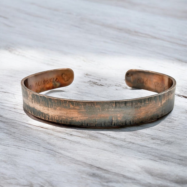 Bracelet Manchette Homme en Cuivre, Citation ou Phrase Personnalisée Gravée"