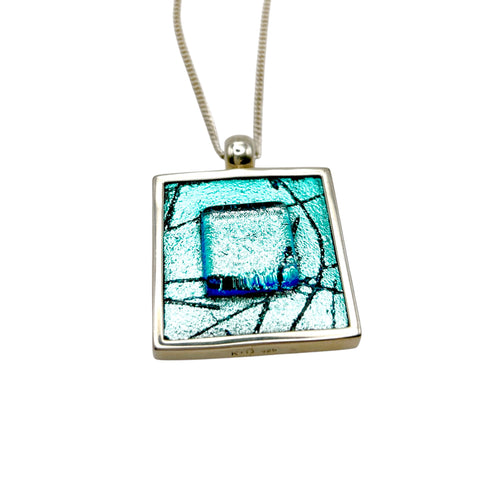 Pendentif saisissant en verre dichroïque turquoise