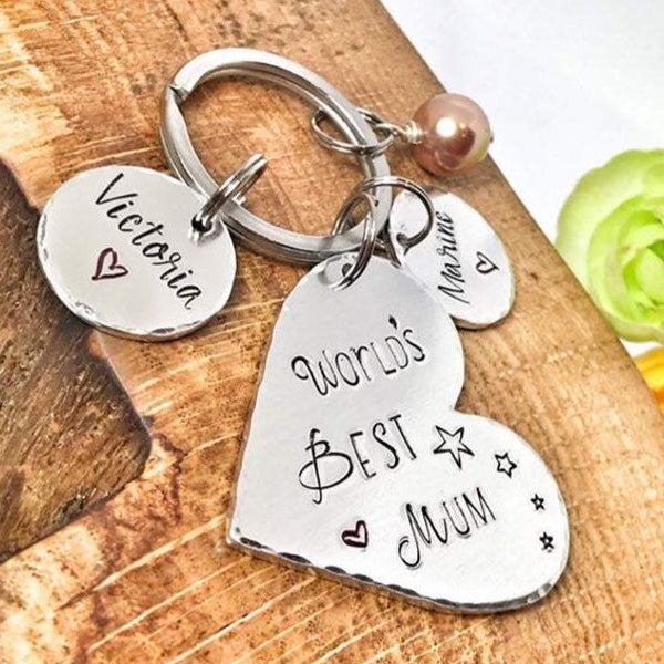 Hand Stamped Keychain Mummy, Mum, Gran 'The World's Best'