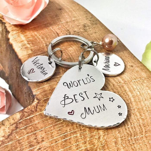 Hand Stamped Keychain Mummy, Mum, Gran 'The World's Best'