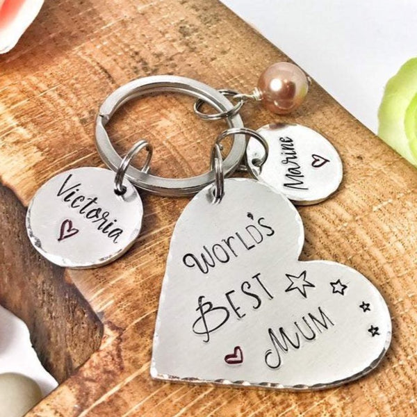 Hand Stamped Keychain Mummy, Mum, Gran 'The World's Best'